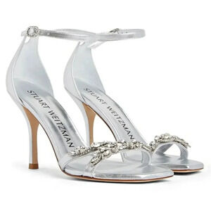 Stuart Weitzman Women's Nudist Vow Crystal Heel Sandals Size 8.5 (MSRP $650)